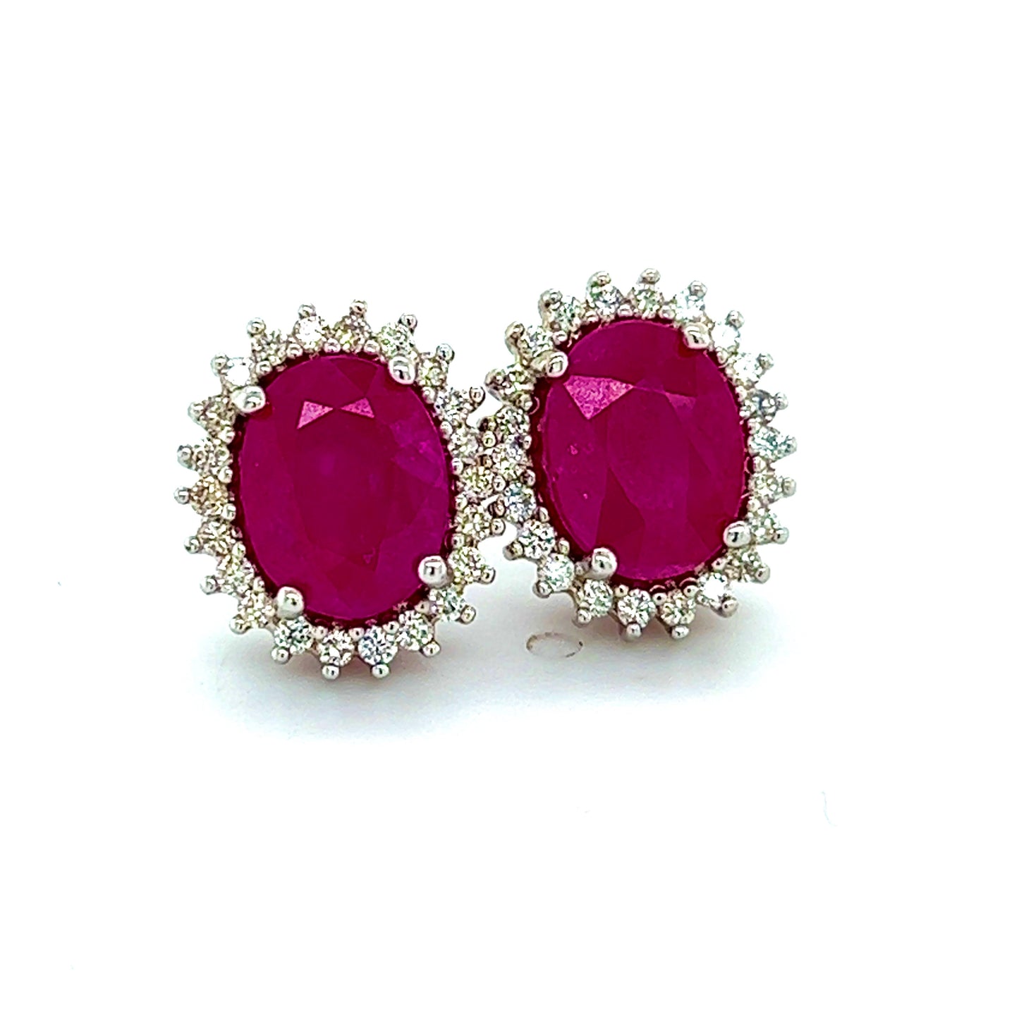 Natural Ruby Diamond Stud Earrings 14k W Gold 5.74 TCW Certified $5,175 211889 - Certified Fine Jewelry