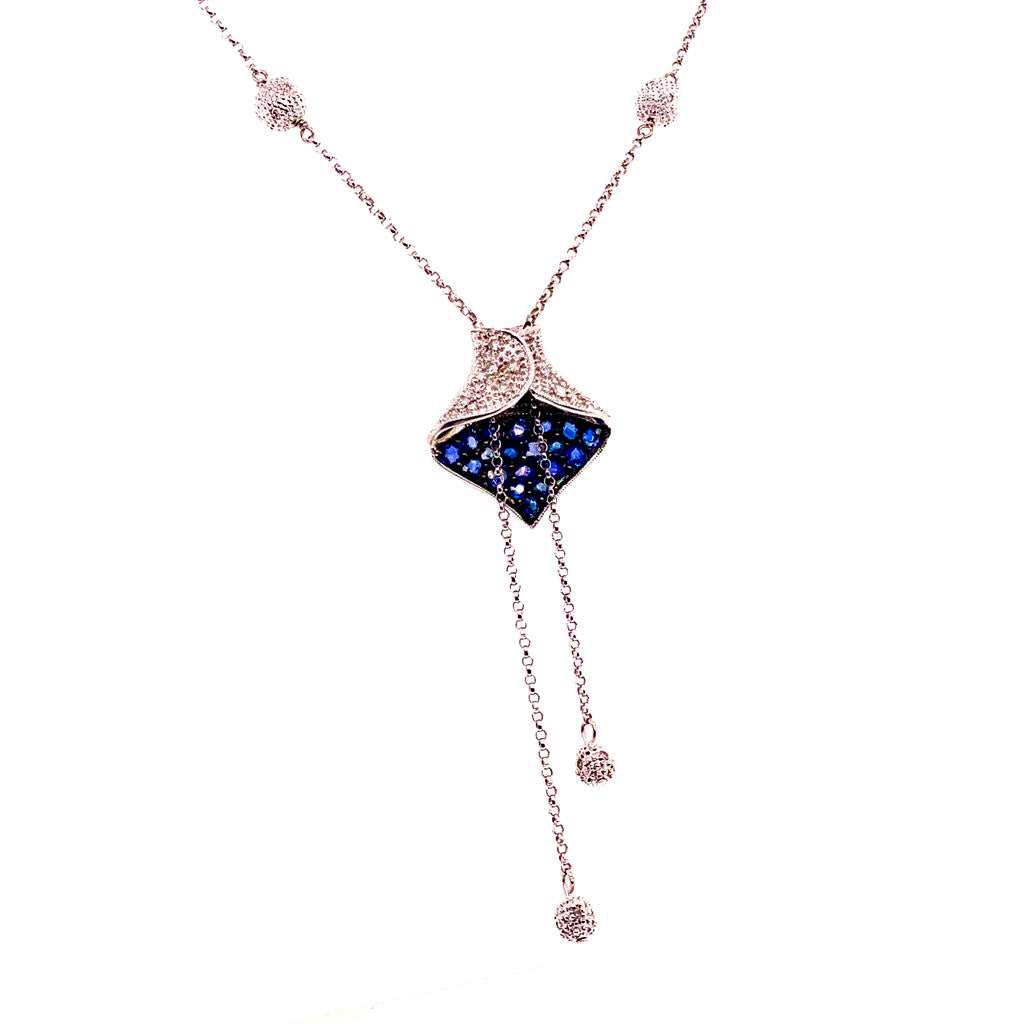 Diamond Sapphire Necklace 1.30 CTW Women Certified $3,950 822574 - Certified Fine Jewelry