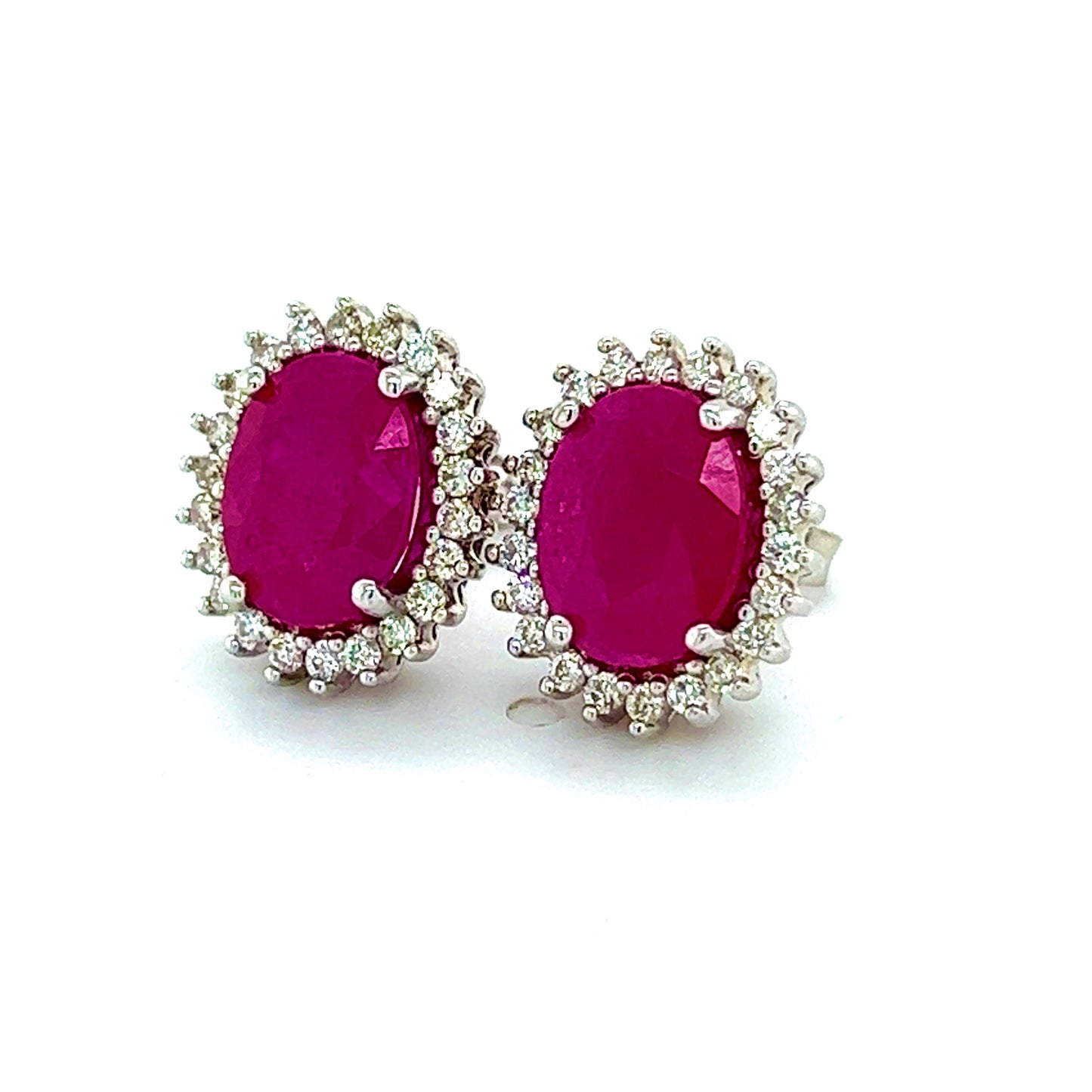 Natural Ruby Diamond Stud Earrings 14k W Gold 5.74 TCW Certified $5,175 211889 - Certified Fine Jewelry
