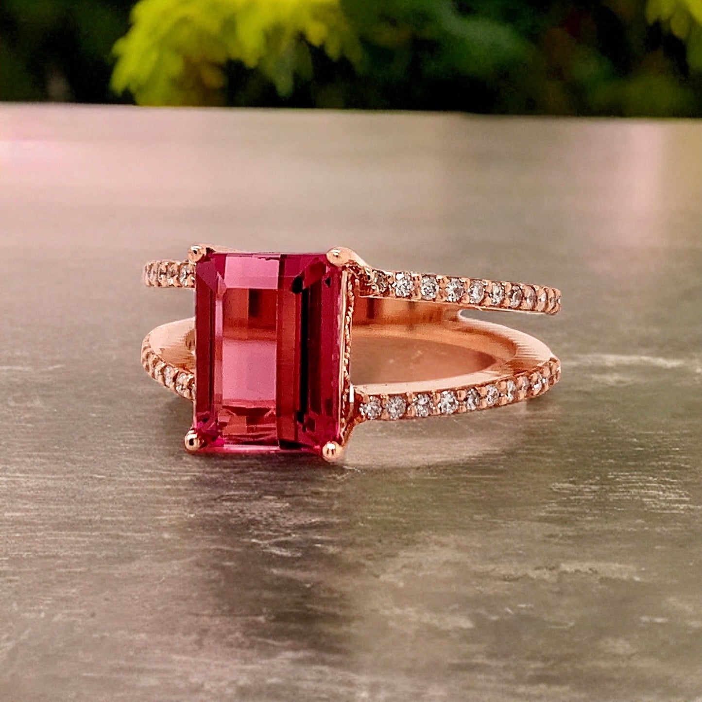 Natural Tourmaline Diamond Ring 14k RG 2.2 TCW Certified $4,950 112165 - Certified Fine Jewelry