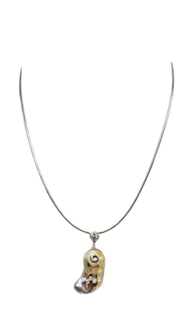 Diamond Fresh Water Pearl Necklace Baroque 14k Gold Italy Certified $3,950 914368 - Certified Fine Jewelry