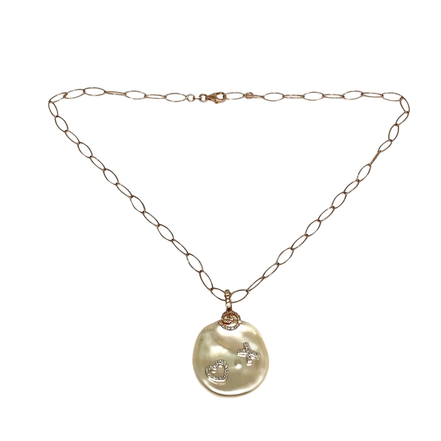 Diamond Fresh Water Pearl Necklace 14k Gold Pendant 16.25" Italy Certified $2,950 910819 - Certified Fine Jewelry