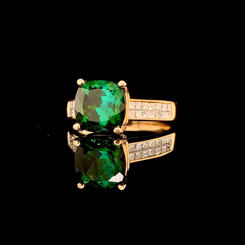 Green Tourmaline Diamond Ring 14 kt 2.80 tcw Certified $3,350 013309 - Certified Fine Jewelry