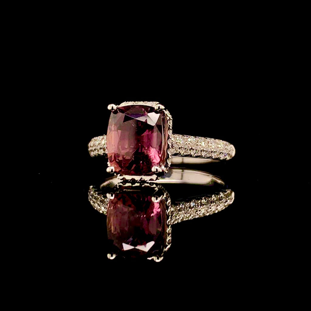 Diamond Sapphire Ring 18k Gold WG Women 3.027 Ct Certified $3950 913126 - Certified Fine Jewelry