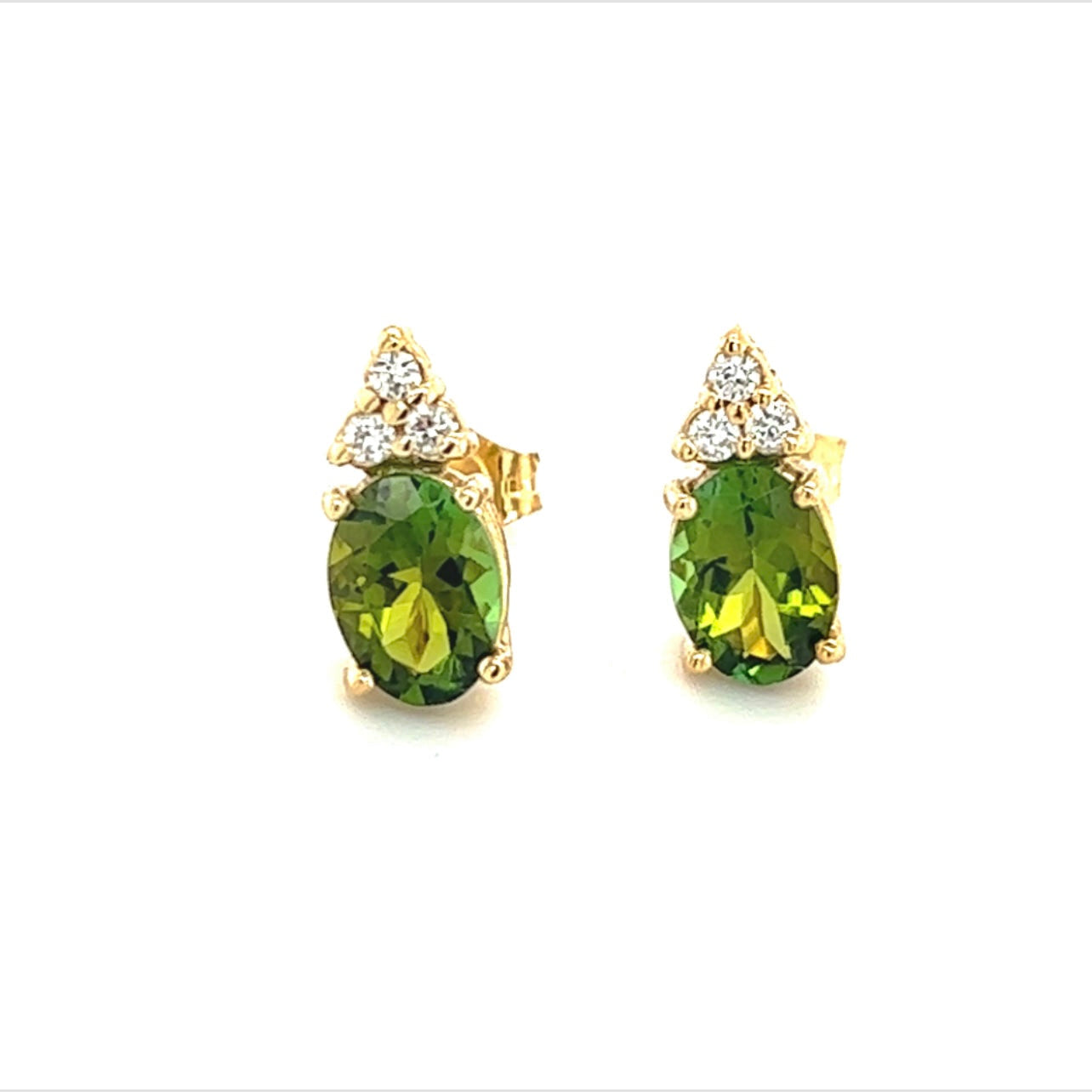 Natural Tourmaline Diamond Earrings 14k Gold 1.87 TCW Certified $2,950 210759 - Certified Fine Jewelry