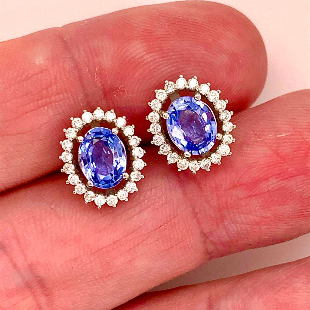 Diamond Sapphire Earrings 14k Gold 3.24 TCW Certified $5,950 018655 - Certified Fine Jewelry