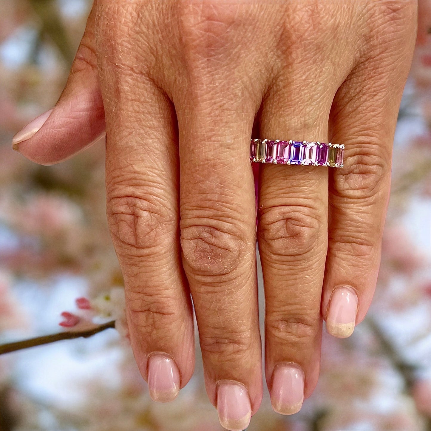 Natural Multicolored Sapphire Ring Size 6.5 14k W Gold 5.28 TCW Certified $3,950 217061 - Certified Fine Jewelry