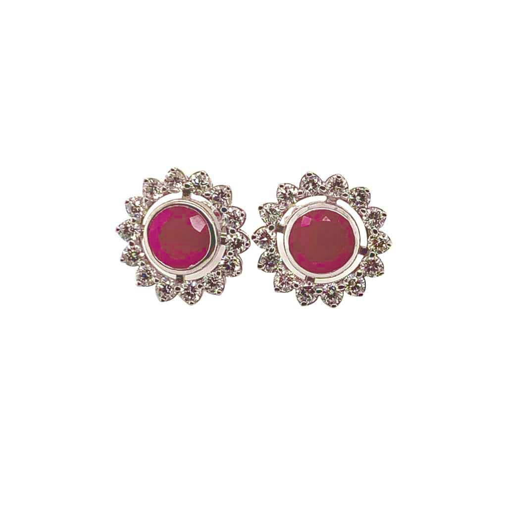 Diamond Ruby Earrings 14k Gold 2.07 TCW Certified $5,250 018670 - Certified Fine Jewelry