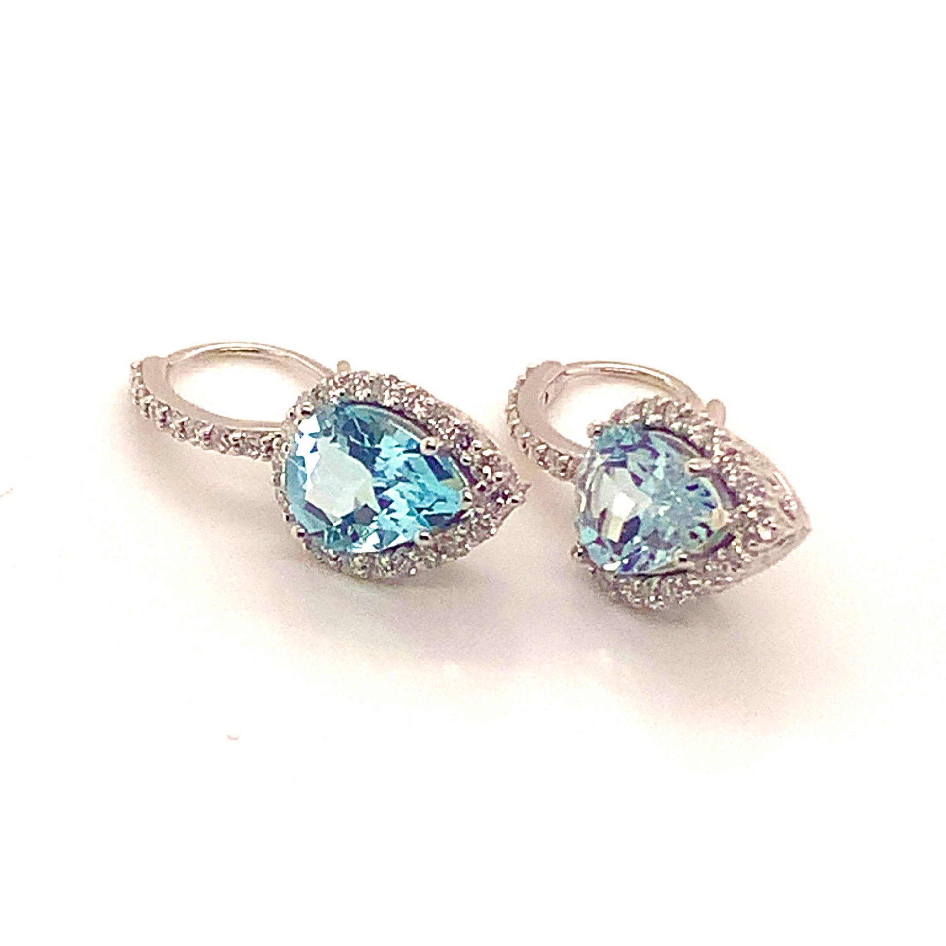 Natural Aquamarine Diamond Earrings 14k Gold 3.61 TCW Certified $5,950 118916 - Certified Fine Jewelry