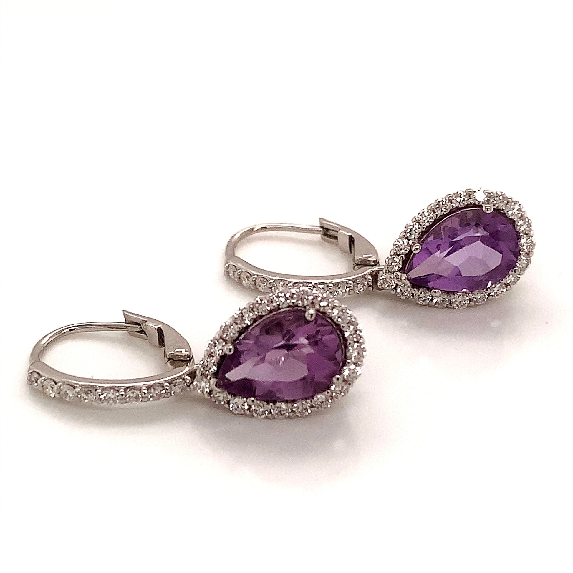 Natural Amethyst Diamond Earrings 14k Gold 4.25 TCW Certified $3,950 120527 - Certified Fine Jewelry
