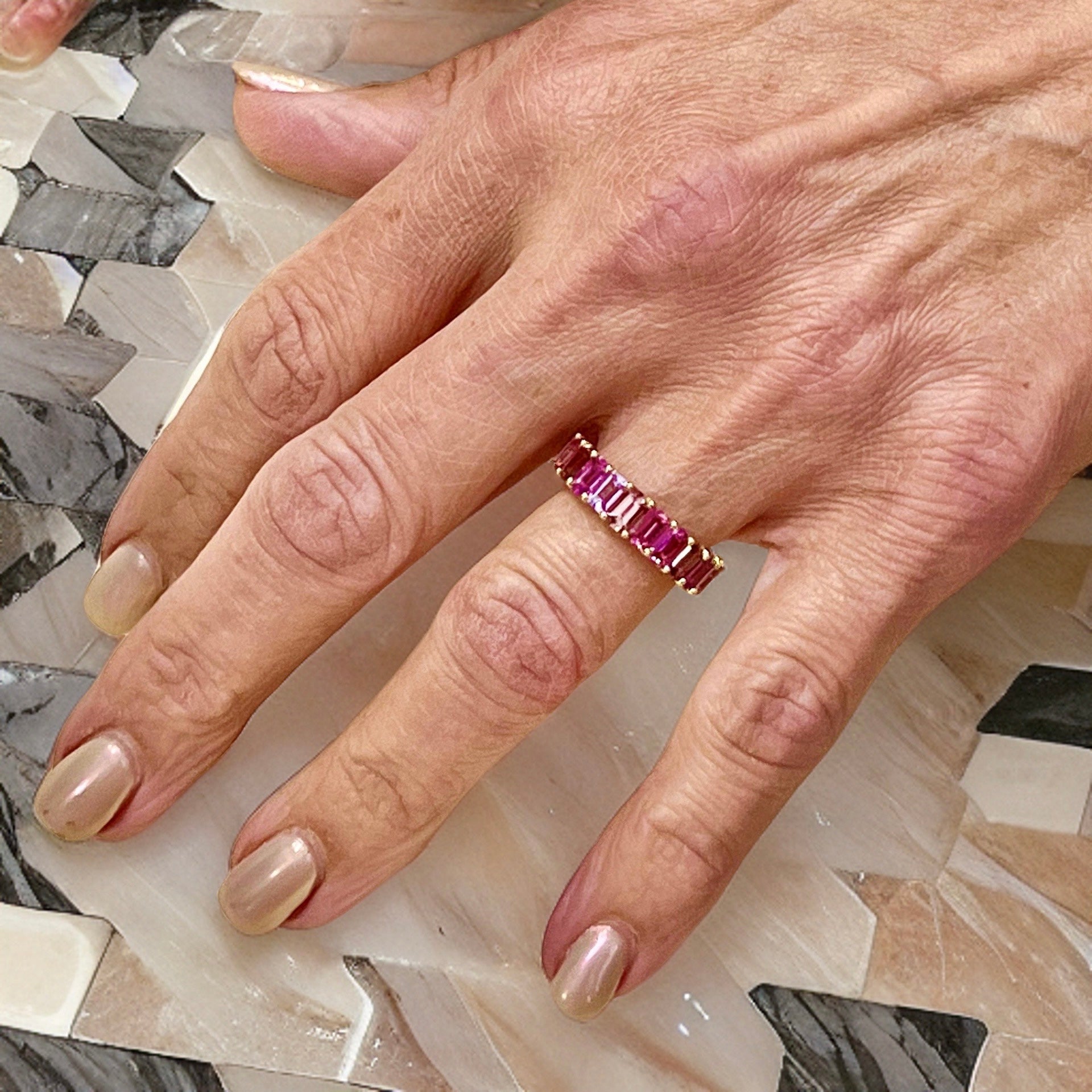 Natural Multi-Shade Sapphire Ring Size 6.5 14k Rose Gold 4.20 TCW Certified $4,950 217582 - Certified Fine Jewelry