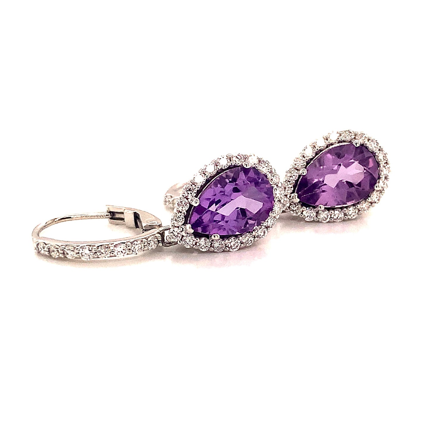 Natural Amethyst Diamond Earrings 14k Gold 4.25 TCW Certified $3,950 120527 - Certified Fine Jewelry