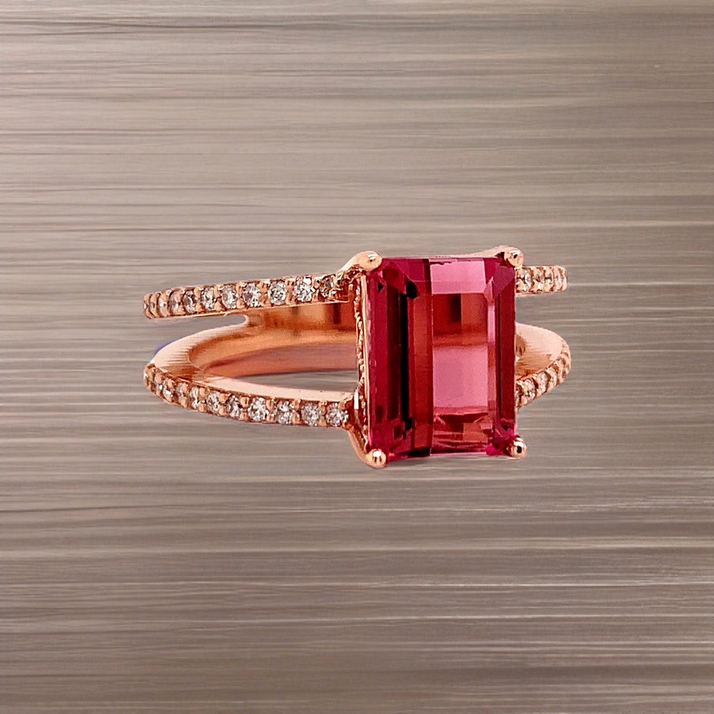 Natural Tourmaline Diamond Ring 14k RG 2.2 TCW Certified $4,950 112165 - Certified Fine Jewelry