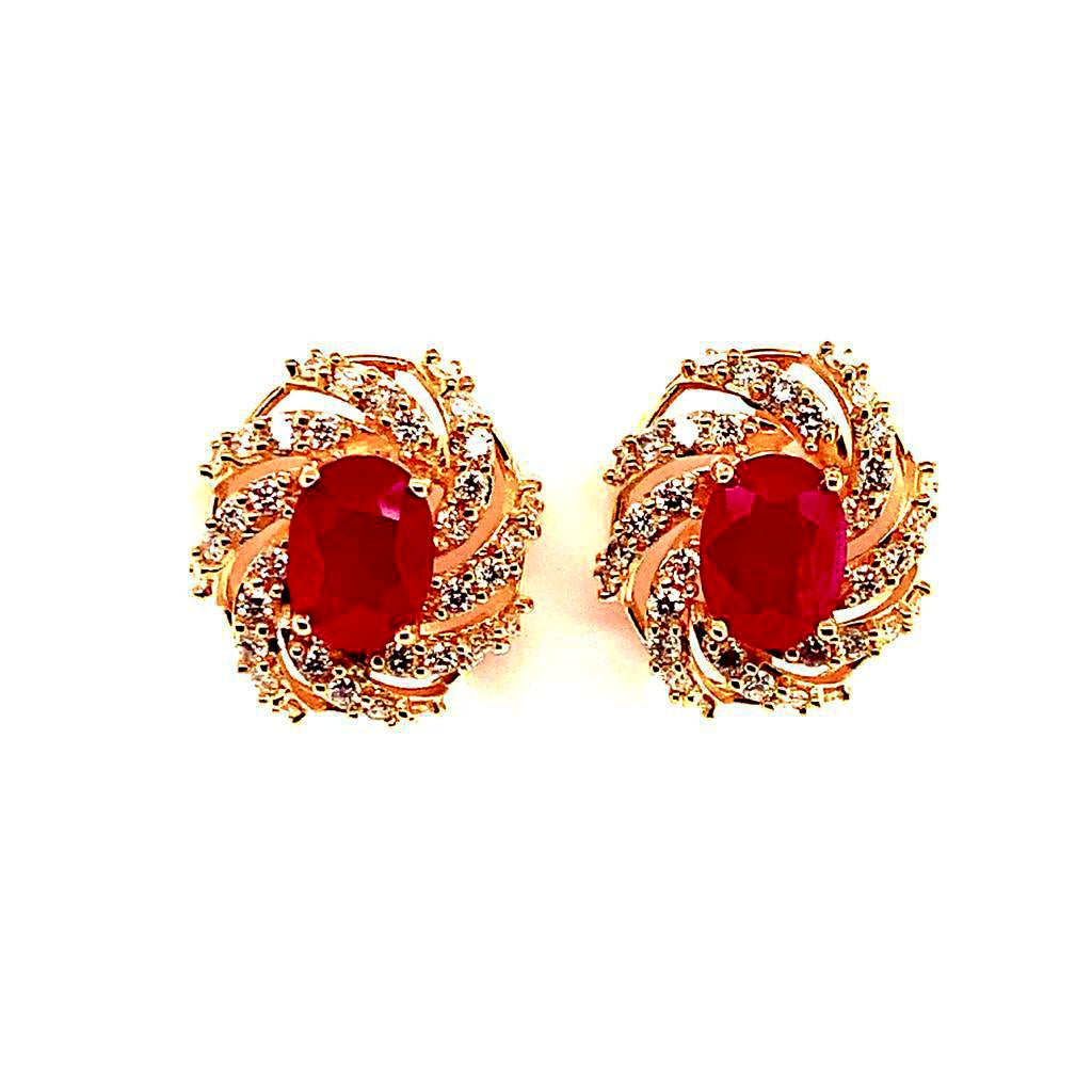 Diamond Ruby Earrings 14k Yellow Gold 3.64 TCW Certified 018671 - Certified Fine Jewelry
