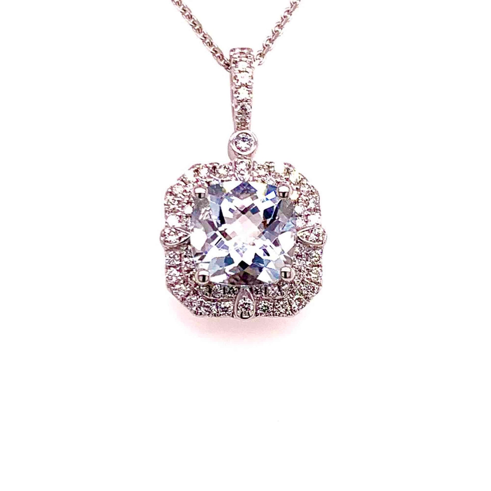 Diamond Aquamarine Necklace 18k Gold 18" 2.24 TCW Certified $3,950 920940 - Certified Fine Jewelry