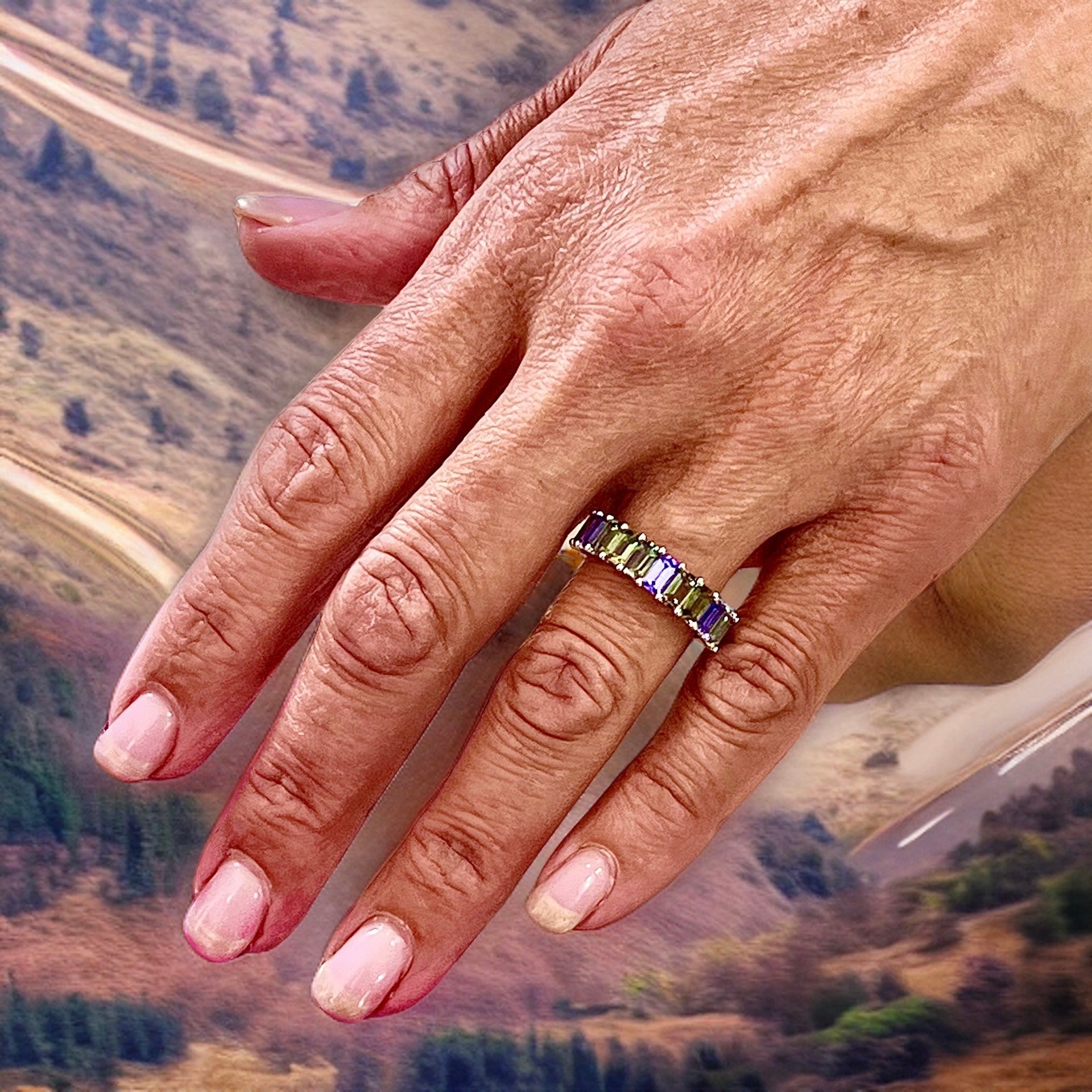 Natural Multicolored Sapphire Ring Size 6.5 14k W Gold 5.76 TCW Certified $3,950 217063 - Certified Fine Jewelry