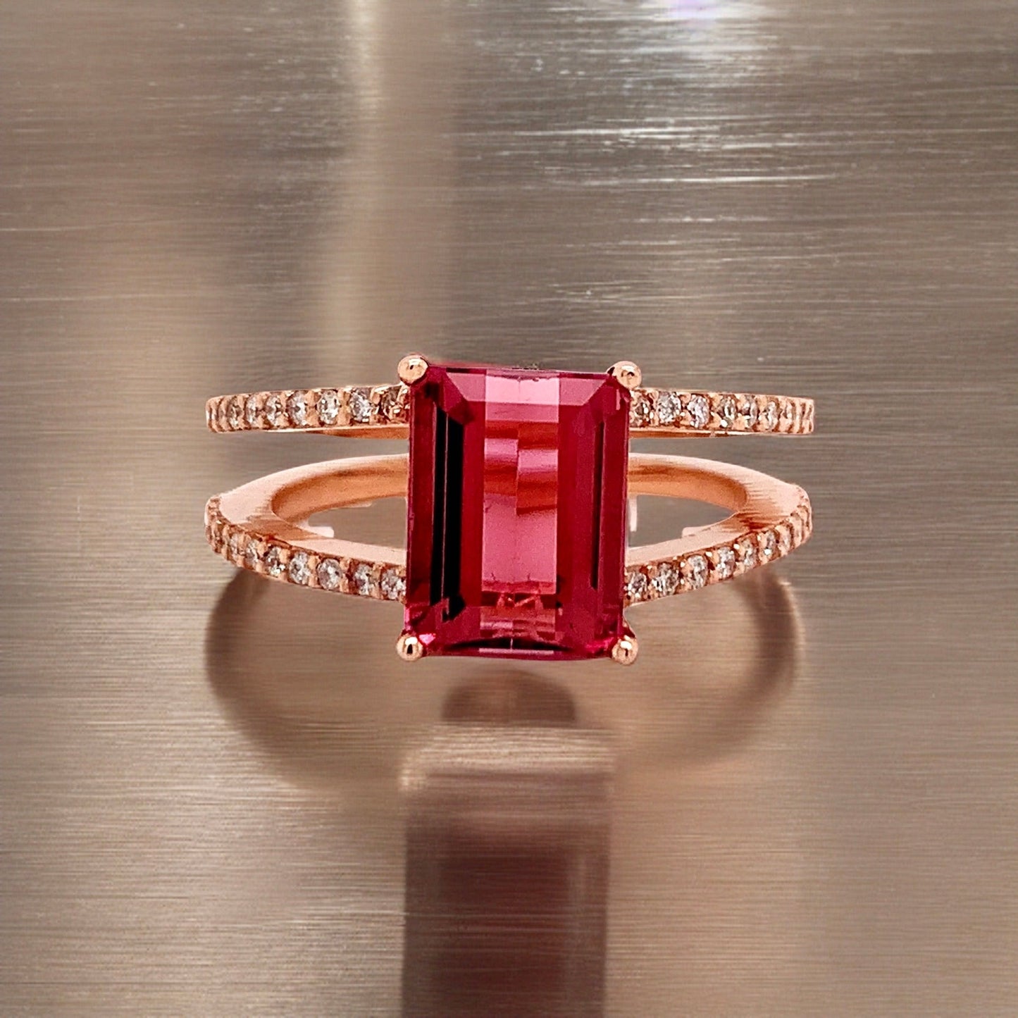 Natural Tourmaline Diamond Ring 14k RG 2.2 TCW Certified $4,950 112165 - Certified Fine Jewelry