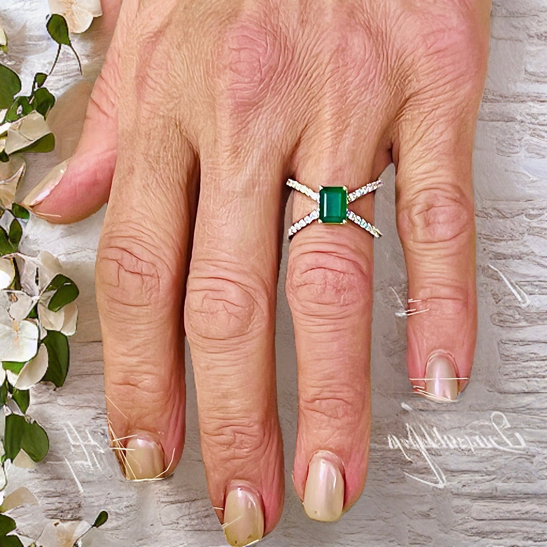 Natural Emerald Diamond Ring Size 6.5 14k W Gold 1.7 TCW Certified $4,975 217846 - Certified Fine Jewelry