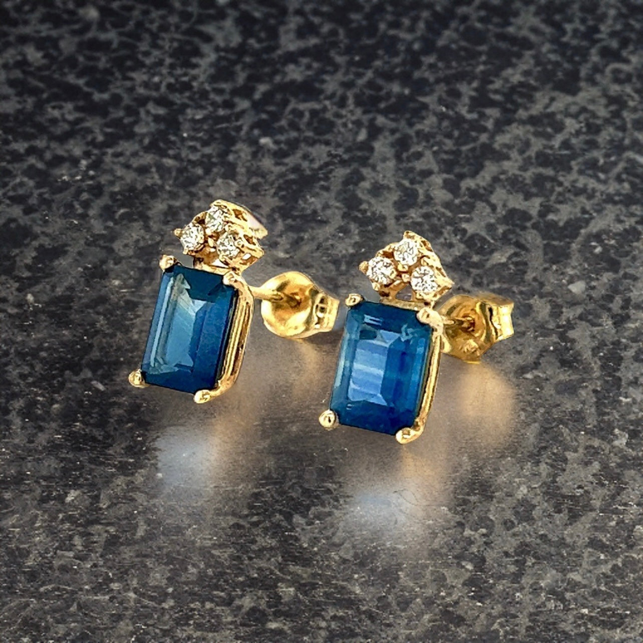 Natural Sapphire Diamond Earrings 14k Gold 2.14 TCW Certified $2,950 121247 - Certified Fine Jewelry