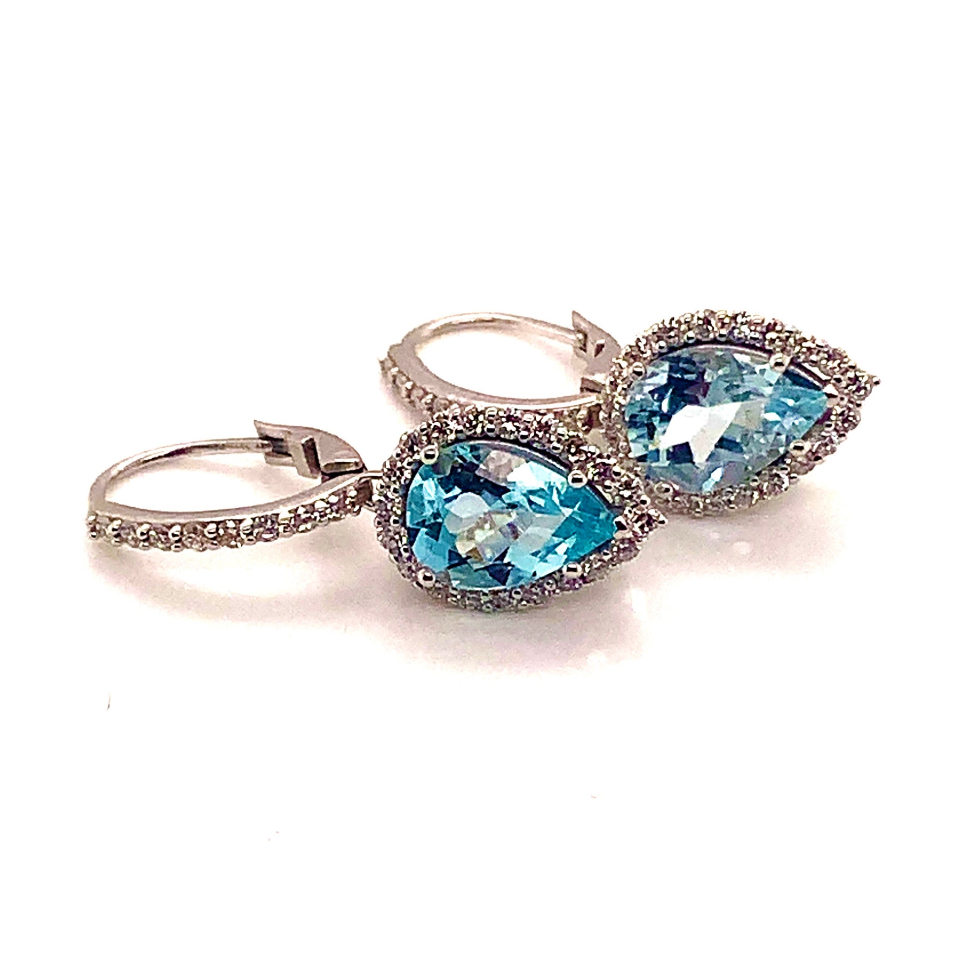 Natural Aquamarine Diamond Earrings 14k Gold 3.61 TCW Certified $5,950 118916 - Certified Fine Jewelry