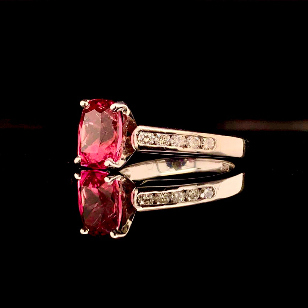 Diamond Rubellite Tourmaline Ring 3 TCW 14k Gold Certified $3,450 912277 - Certified Fine Jewelry