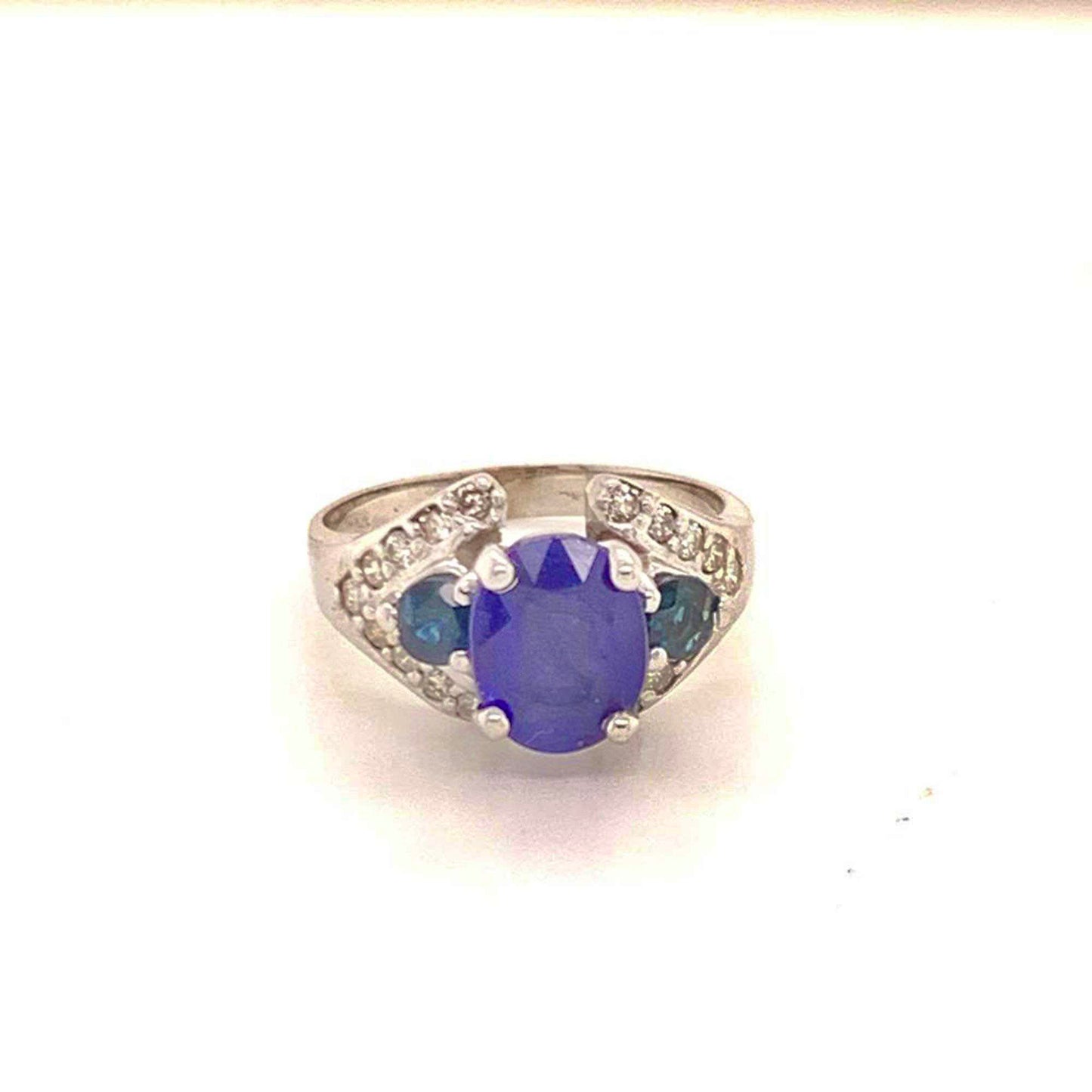 Diamond Sapphire Ring 14k Gold 3.31 TCW Women Certified $2,800 912271 - Certified Fine Jewelry