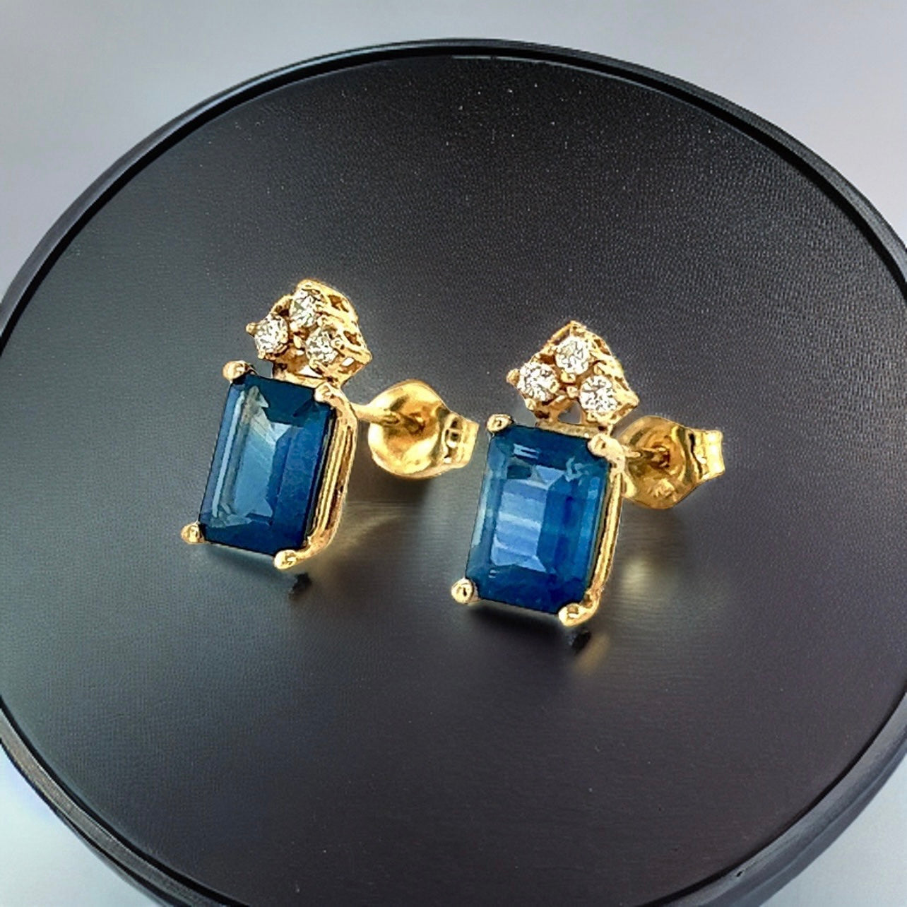Natural Sapphire Diamond Earrings 14k Gold 2.14 TCW Certified $2,950 121247 - Certified Fine Jewelry