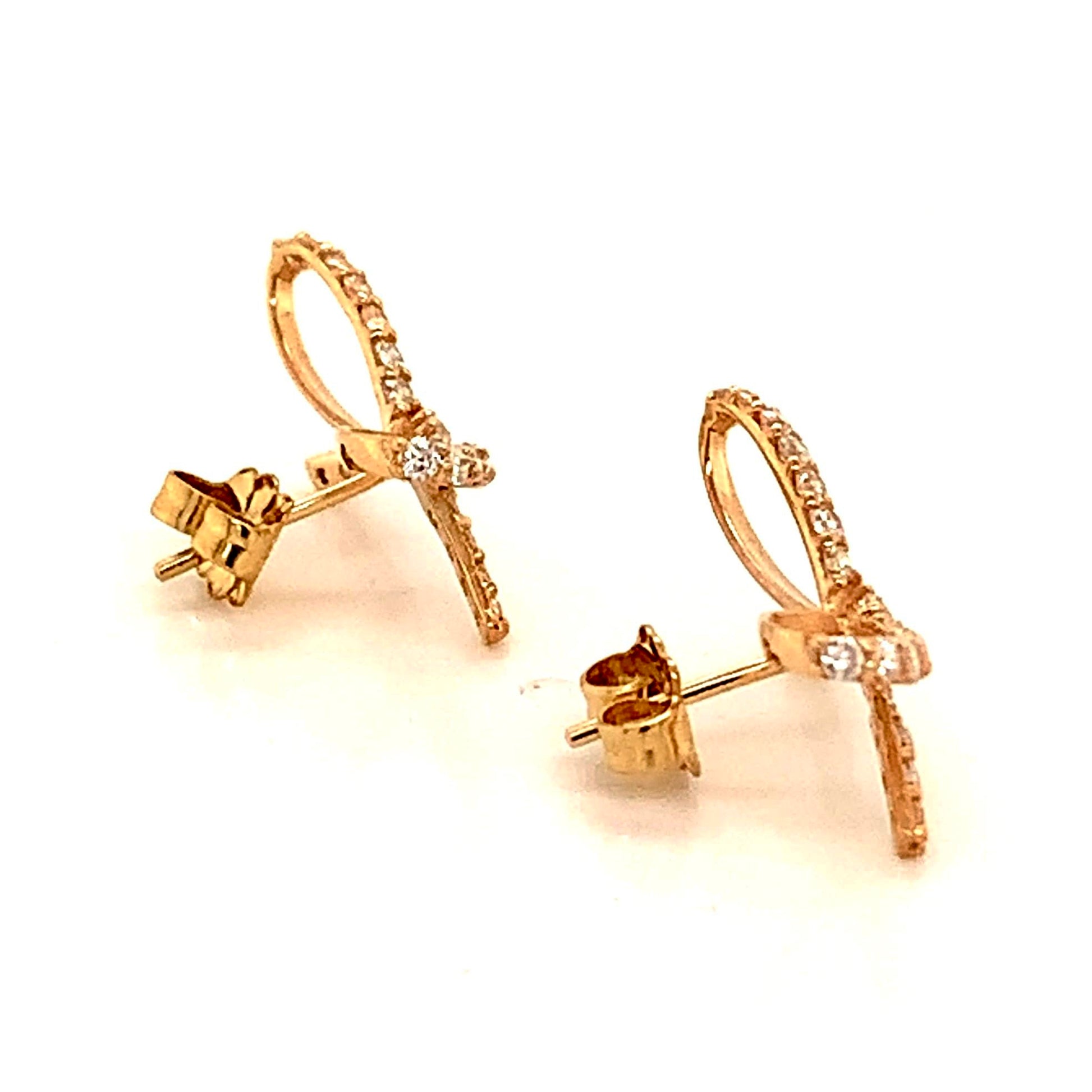 Diamond Bow Stud Earrings 14k Gold 0.5 TCW Certified $3,950 111897 - Certified Fine Jewelry
