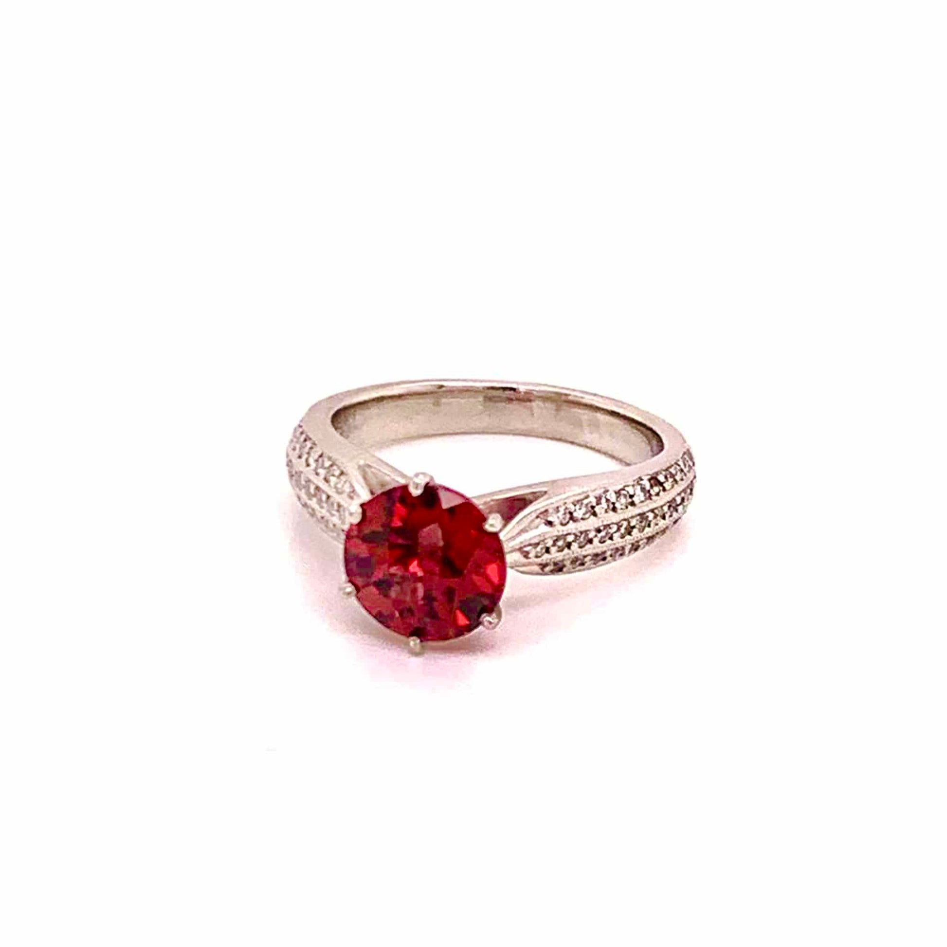 Diamond Platinum Tourmaline Rubellite Ring 5.75 2.43 TCW Certified $4,950 911025 - Certified Fine Jewelry