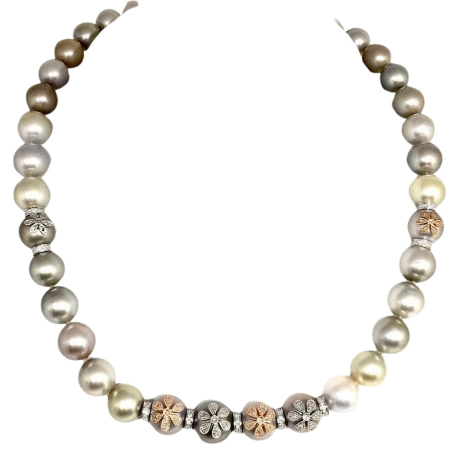 Diamond South Sea Pearl Necklace 12.80 mm 17.5" Certified $14,950 910878 - Certified Fine Jewelry
