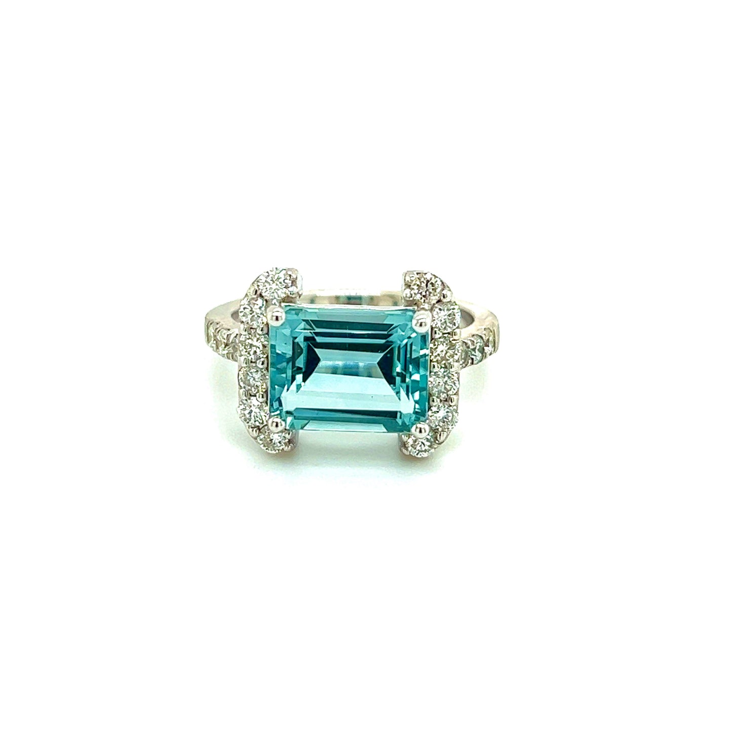Natural Aquamarine Diamond Ring 6.5 14k white Gold 6.09 TCW Certified $4,690 217095 - Certified Fine Jewelry