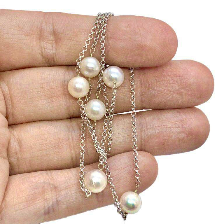 Akoya Pearl Necklace 7.65-7.85 mm 14k Gold 19" Women Certified $1,850 721769 - Certified Fine Jewelry