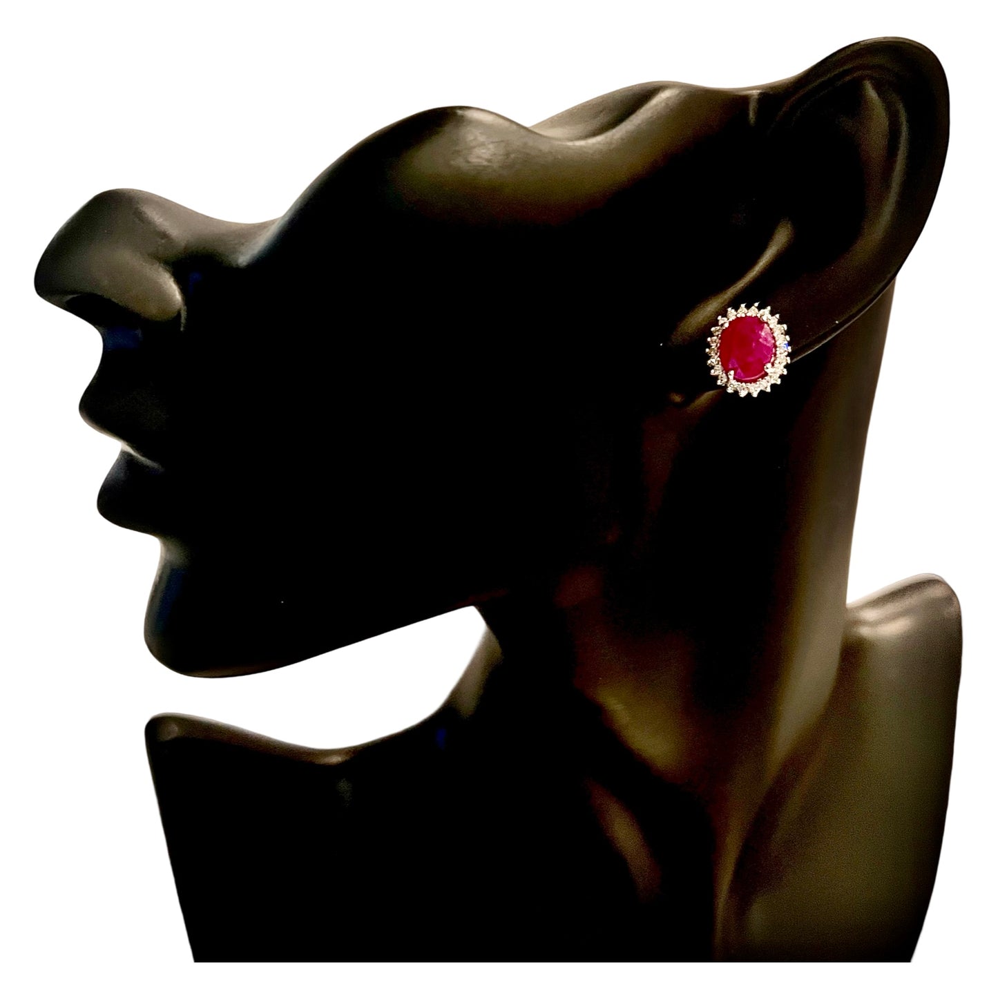 Natural Ruby Diamond Stud Earrings 14k W Gold 5.74 TCW Certified $5,175 211889