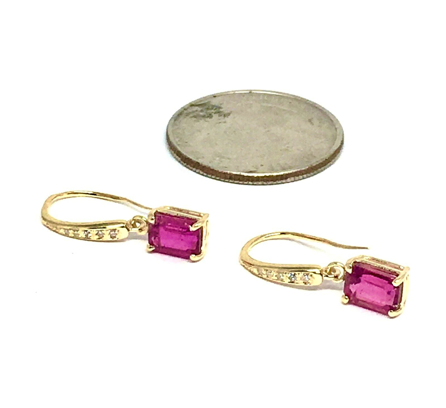 Diamond Rubellite Tourmaline Earrings 14k Gold 2.05 TCW Certified $1,690 821770 - Certified Fine Jewelry