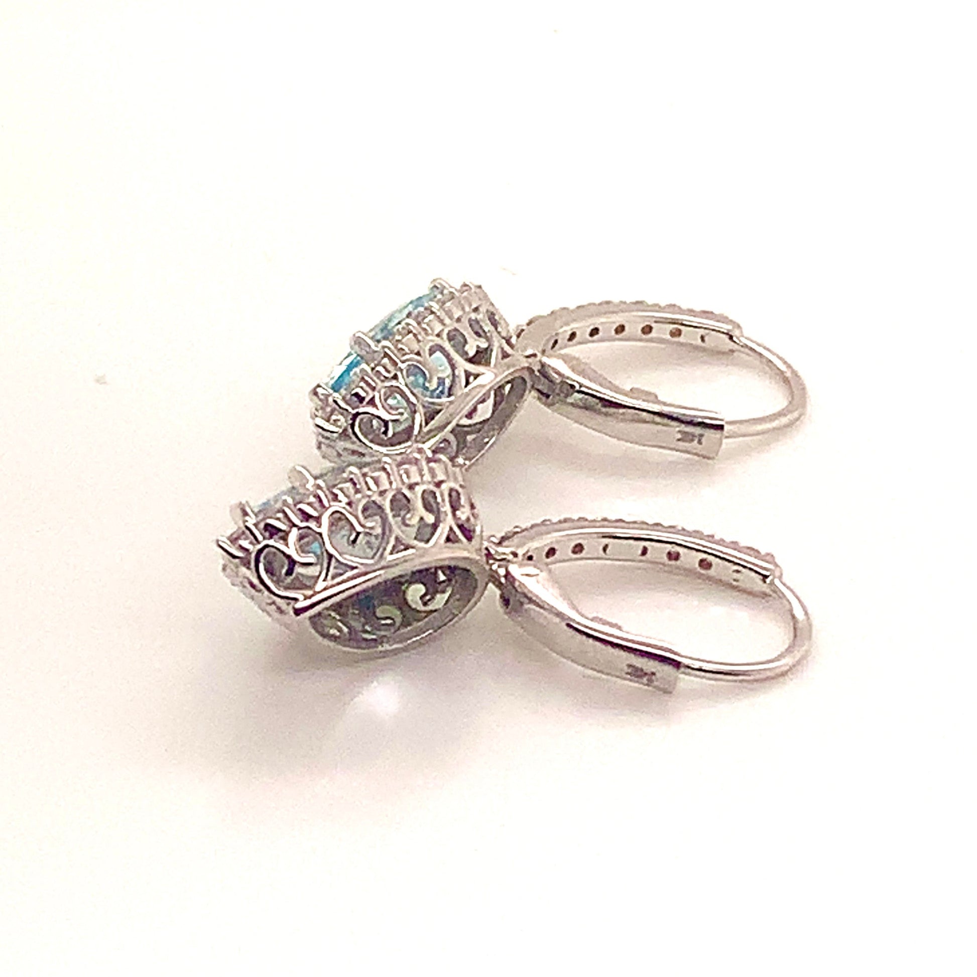 Natural Aquamarine Diamond Earrings 14k Gold 3.61 TCW Certified $5,950 118916 - Certified Fine Jewelry