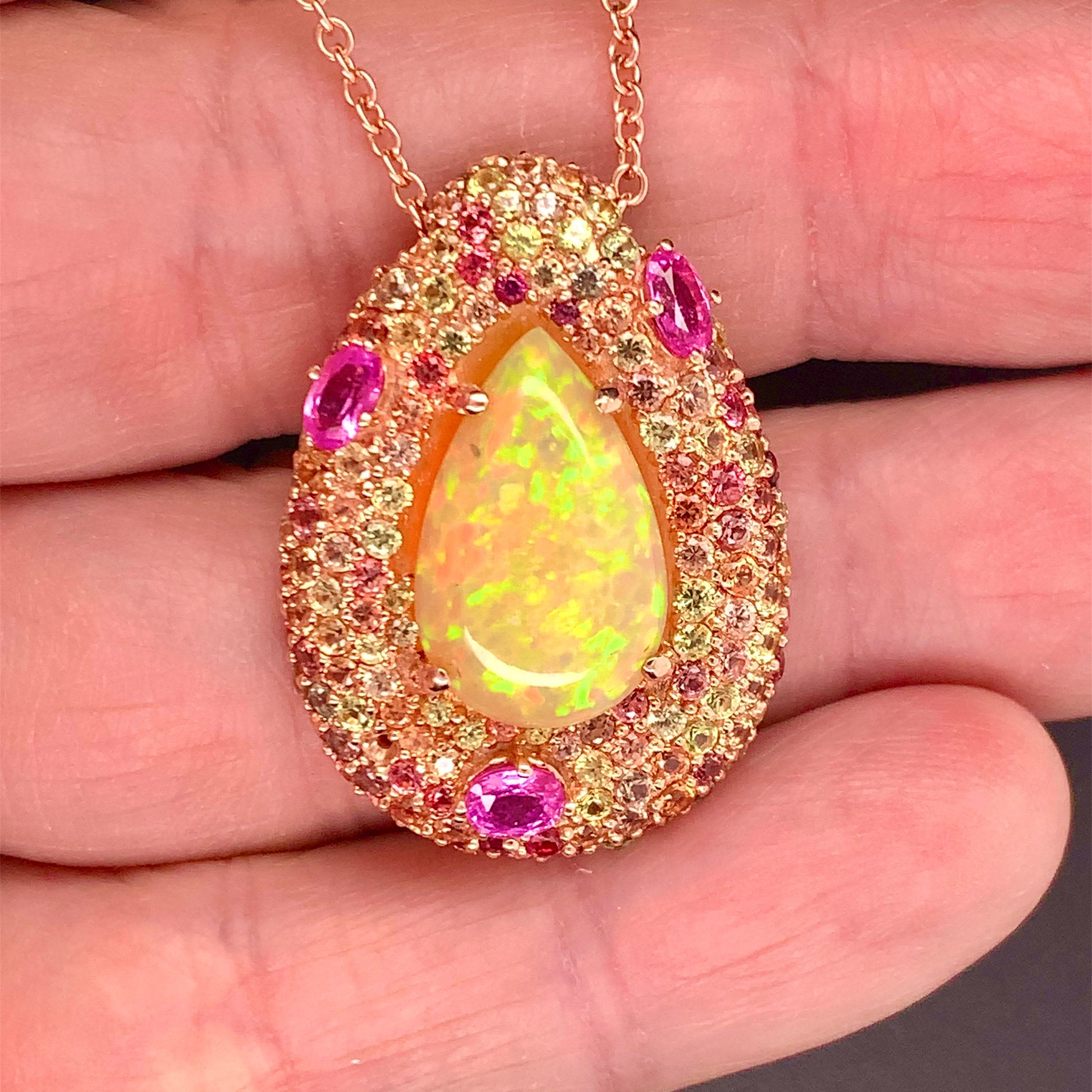 Natural Ethiopian Opal Sapphire Necklace 14k Gold 11.5 TCW GIA Certified $8,950 016621 - Certified Fine Jewelry