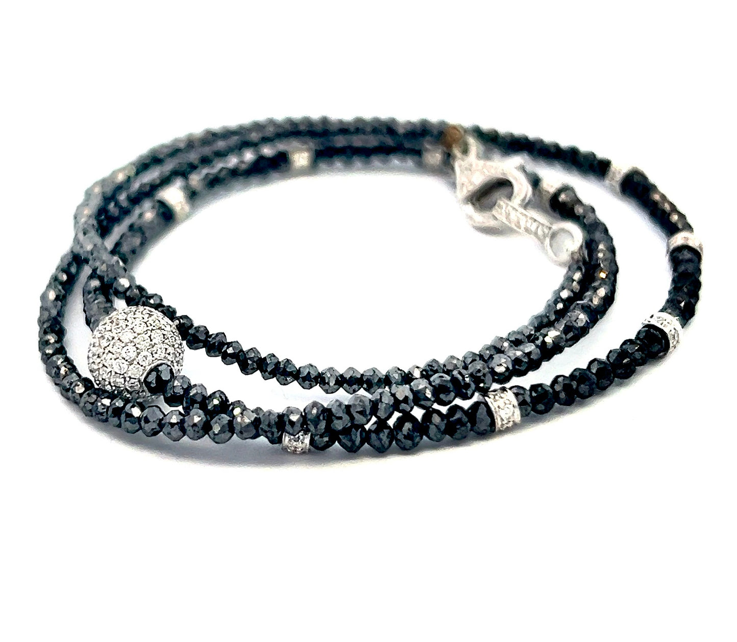 Diamond Black White Necklace 19 TCW 18k Gold 16 in Certified $5,950 920471 - Certified Fine Jewelry