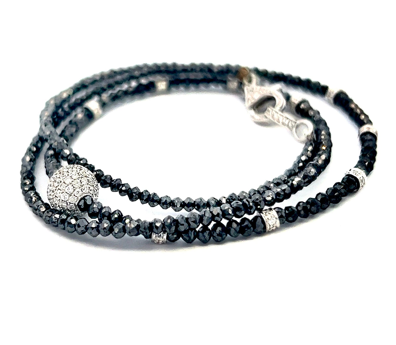 Diamond Black White Necklace 19 TCW 18k Gold 16 in Certified $5,950 920471 - Certified Fine Jewelry