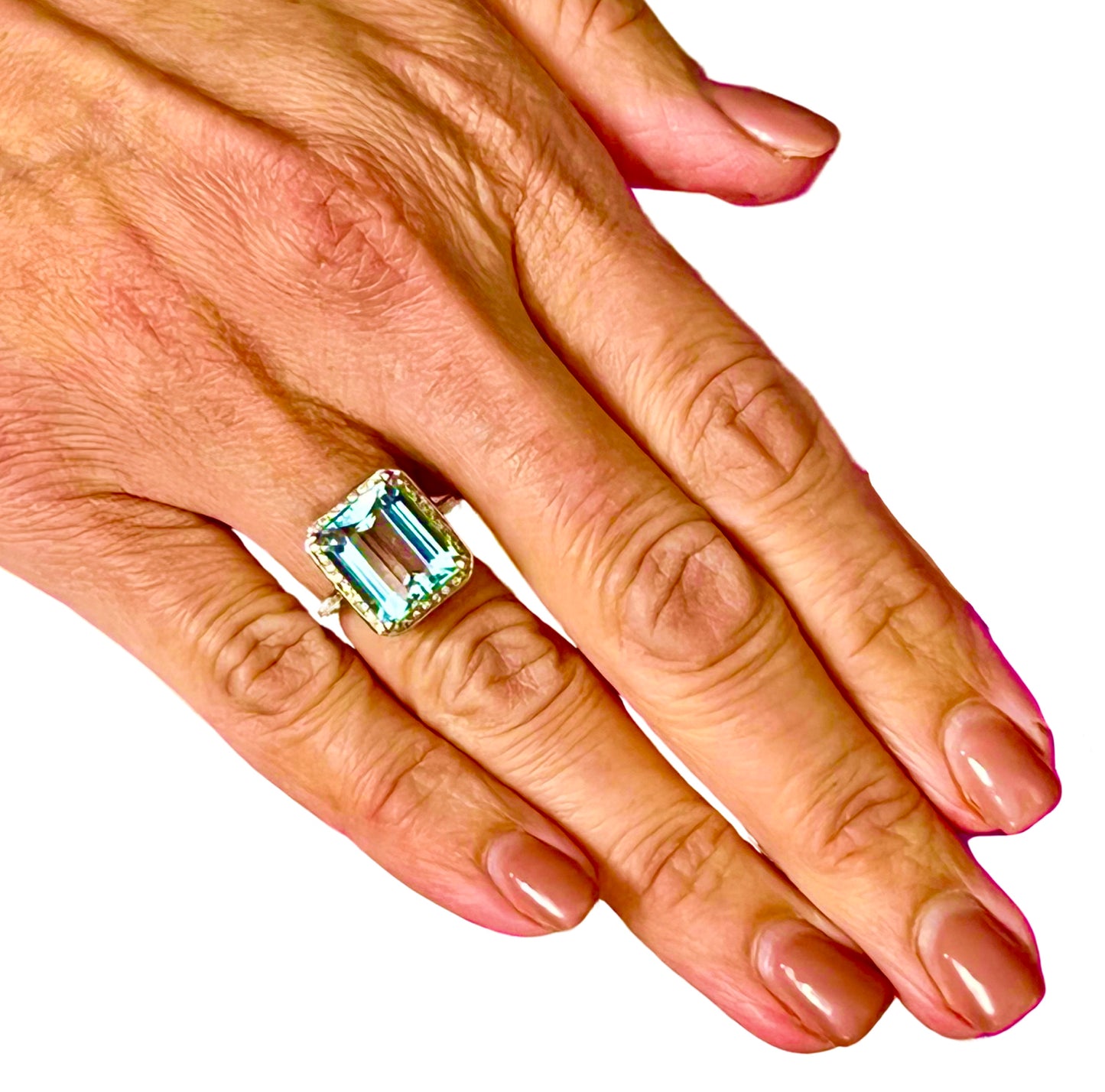 Diamond Aquamarine Ring Size 6.75 14k Gold 6.25 TCW Certified $5,950 120671 - Certified Fine Jewelry
