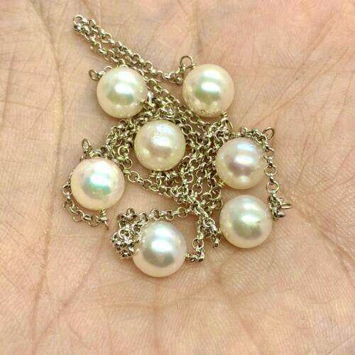 Akoya Pearl Necklace 7.65-7.85 mm 14k Gold 19" Women Certified $1,850 721769 - Certified Fine Jewelry