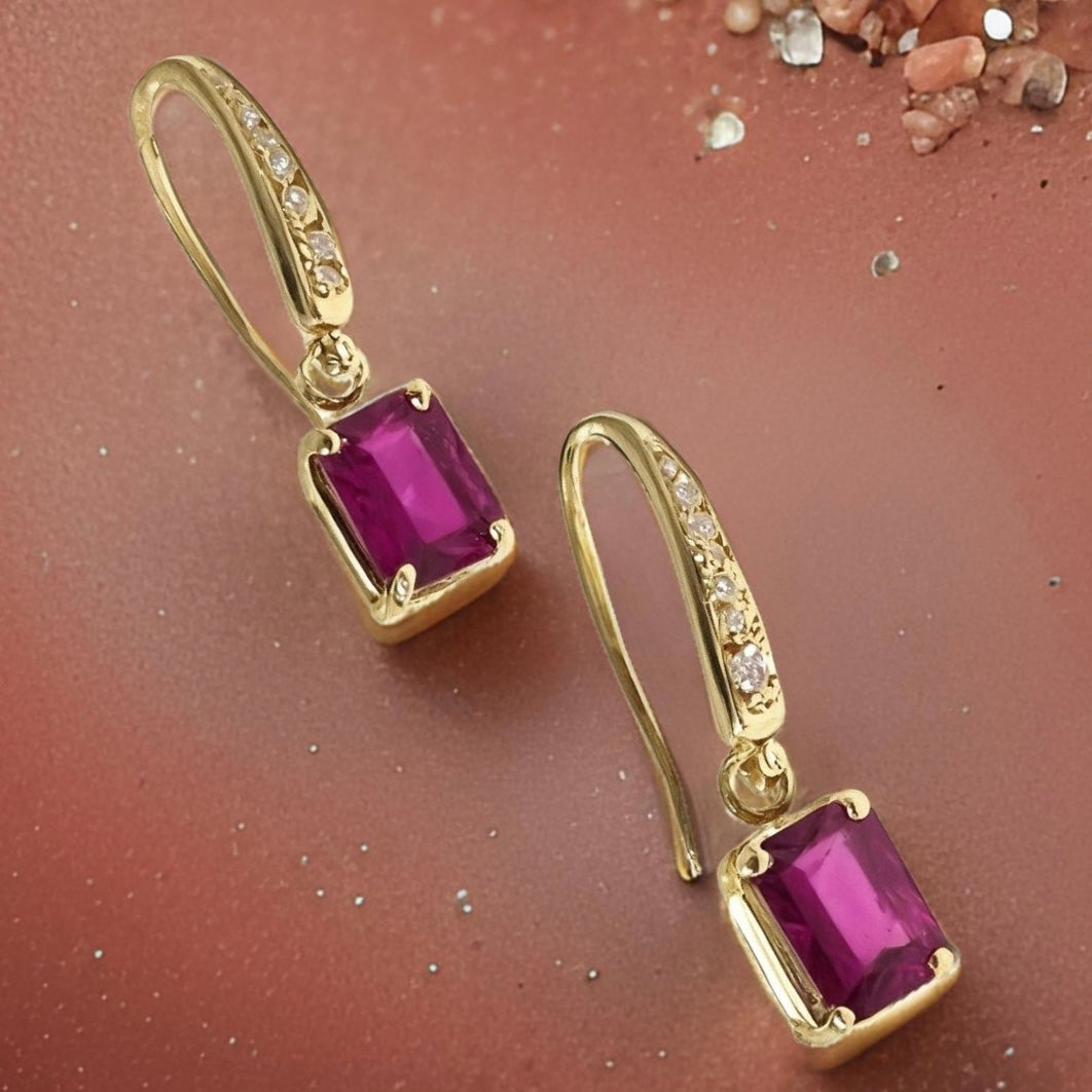 Diamond Rubellite Tourmaline Earrings 14k Gold 2.05 TCW Certified $1,690 821770