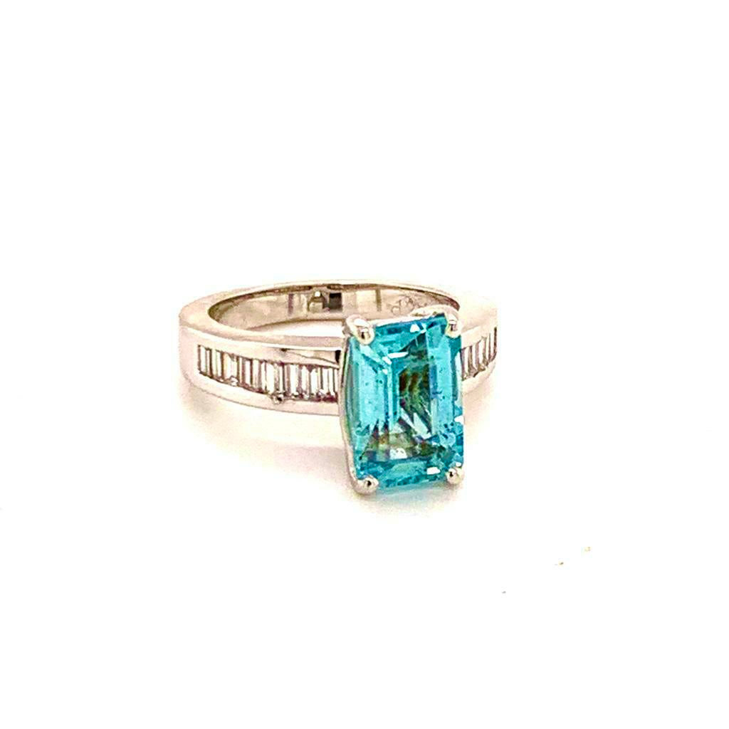 Diamond Aquamarine Ring 3.30TCW 14k Gold Women Certified $4,200 911203 - Certified Fine Jewelry