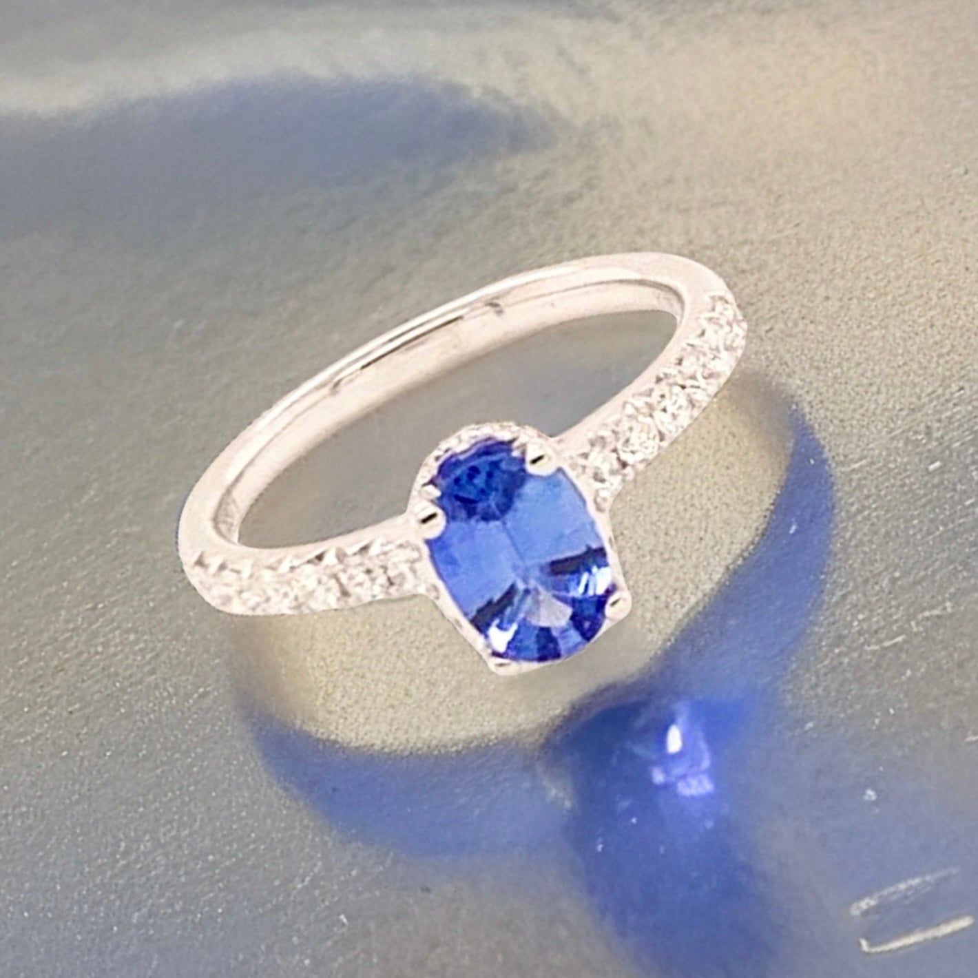 Diamond Sapphire Ring 18k Gold Women 1.725 TCW Certified $3990 913137 - Certified Fine Jewelry