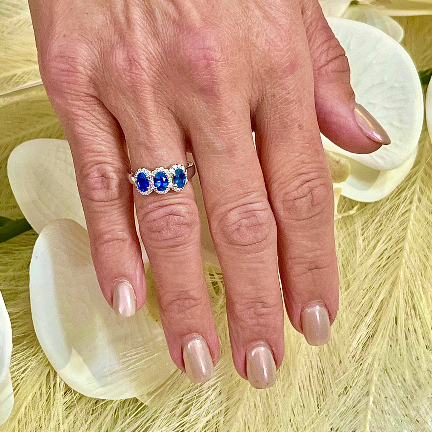Natural Sapphire Diamond Ring 7 14k W Gold 1.67 TCW Certified $4,975 218113 - Certified Fine Jewelry