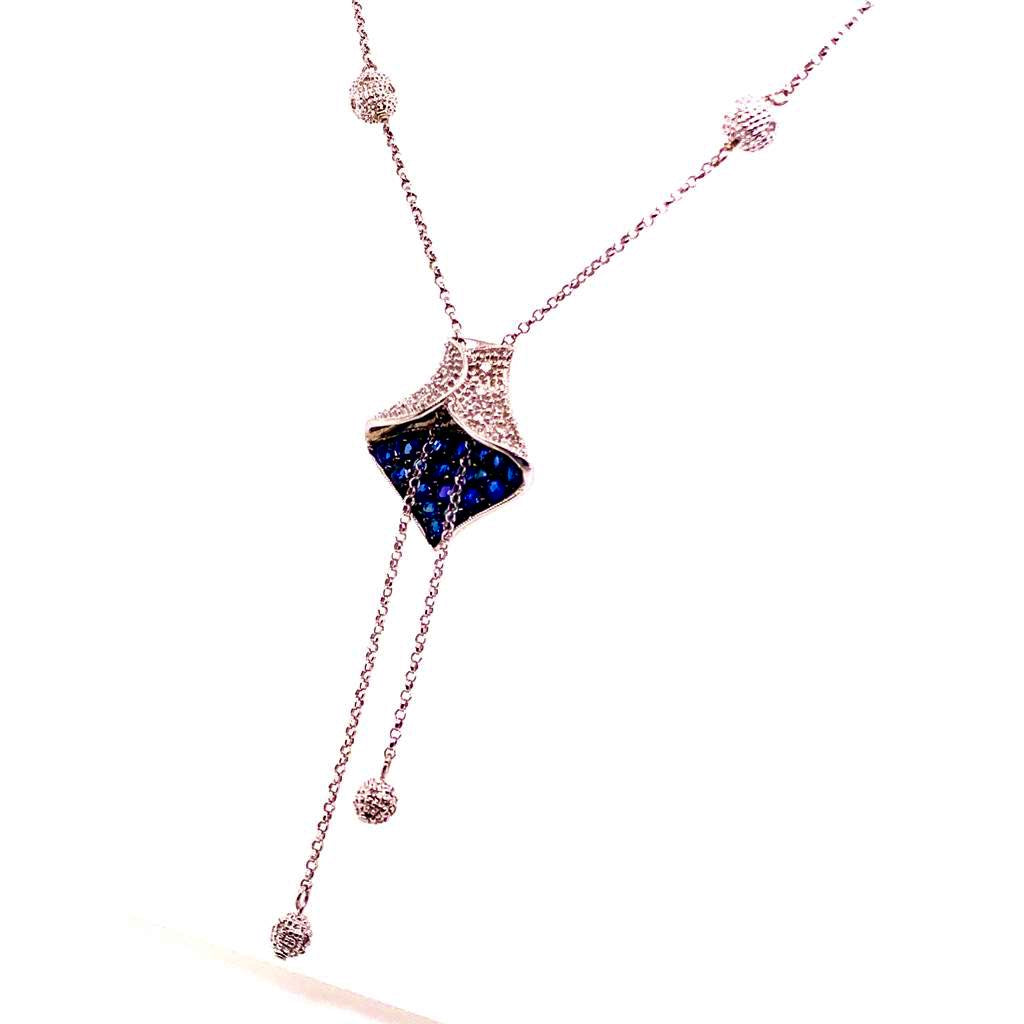 Diamond Sapphire Necklace 1.30 CTW Women Certified $3,950 822574 - Certified Fine Jewelry