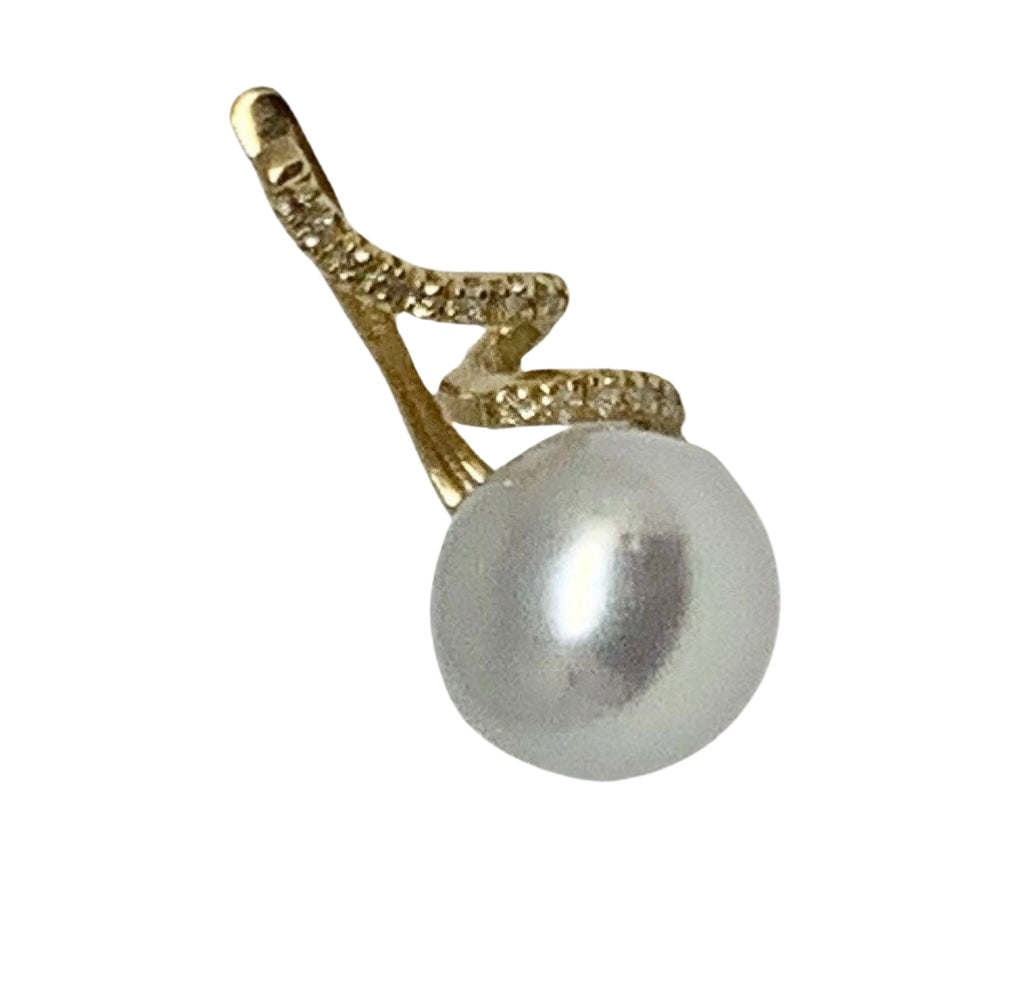 Diamond South Sea Pearl Earrings 14k Gold 11 mm Certified $2,950 910809 - Certified Fine Jewelry