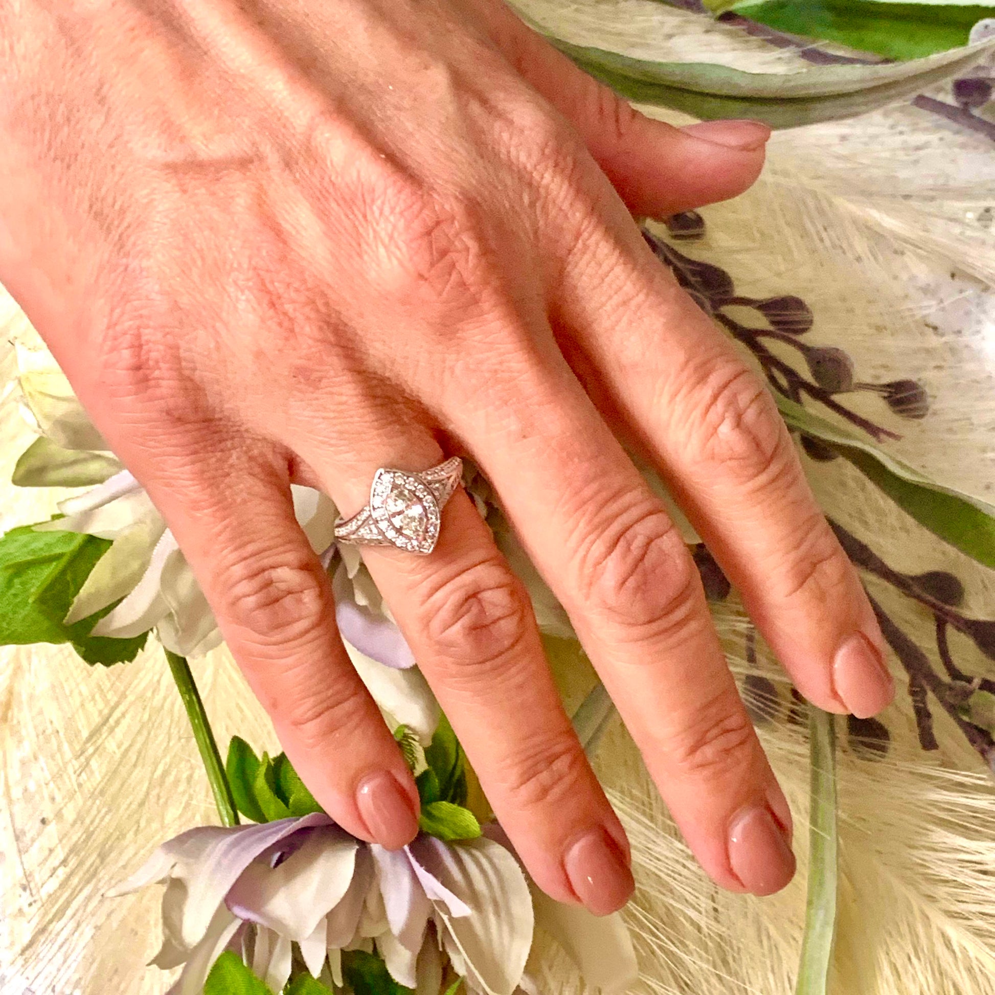 Diamond Ring Size 6.5 14k White Gold 0.45 TCW 4.88g Certified $5,950 120603 - Certified Fine Jewelry