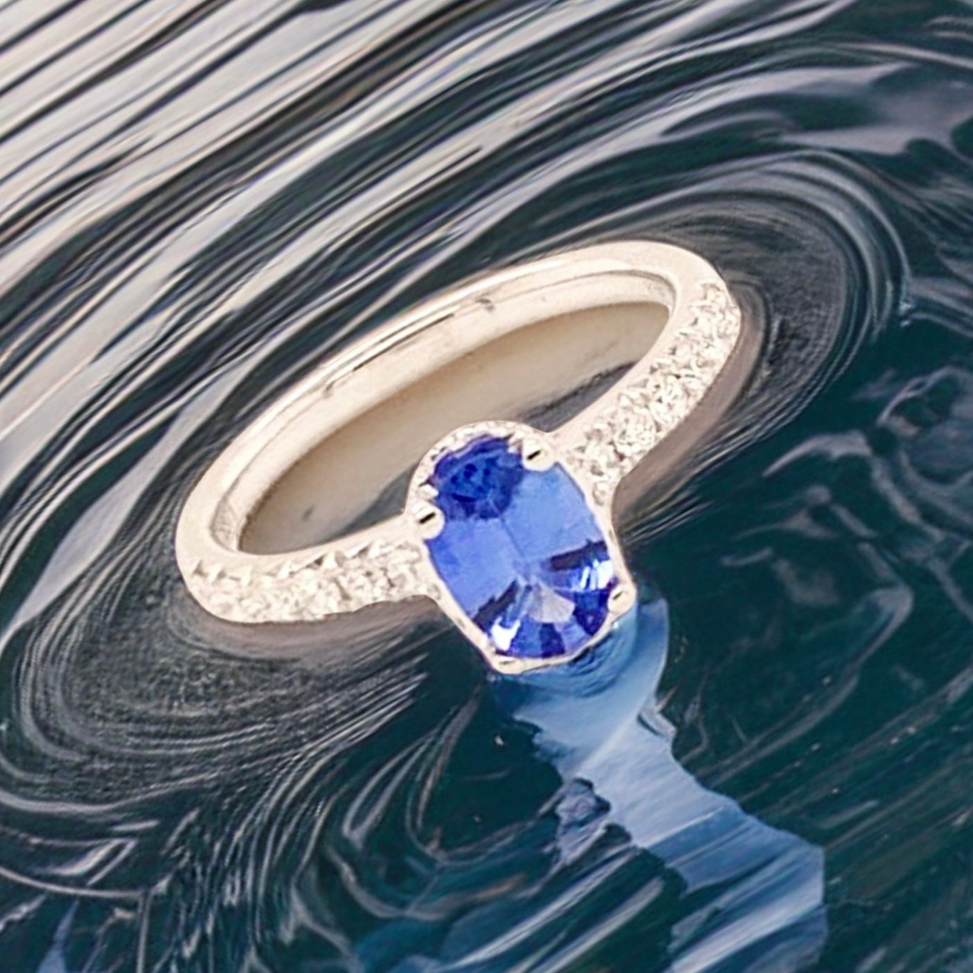 Diamond Sapphire Ring 18k Gold Women 1.725 TCW Certified $3990 913137 - Certified Fine Jewelry
