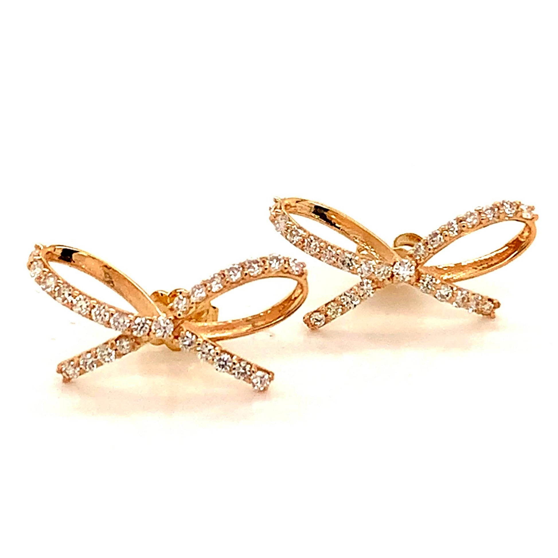 Diamond Bow Stud Earrings 14k Gold 0.5 TCW Certified $3,950 111897 - Certified Fine Jewelry