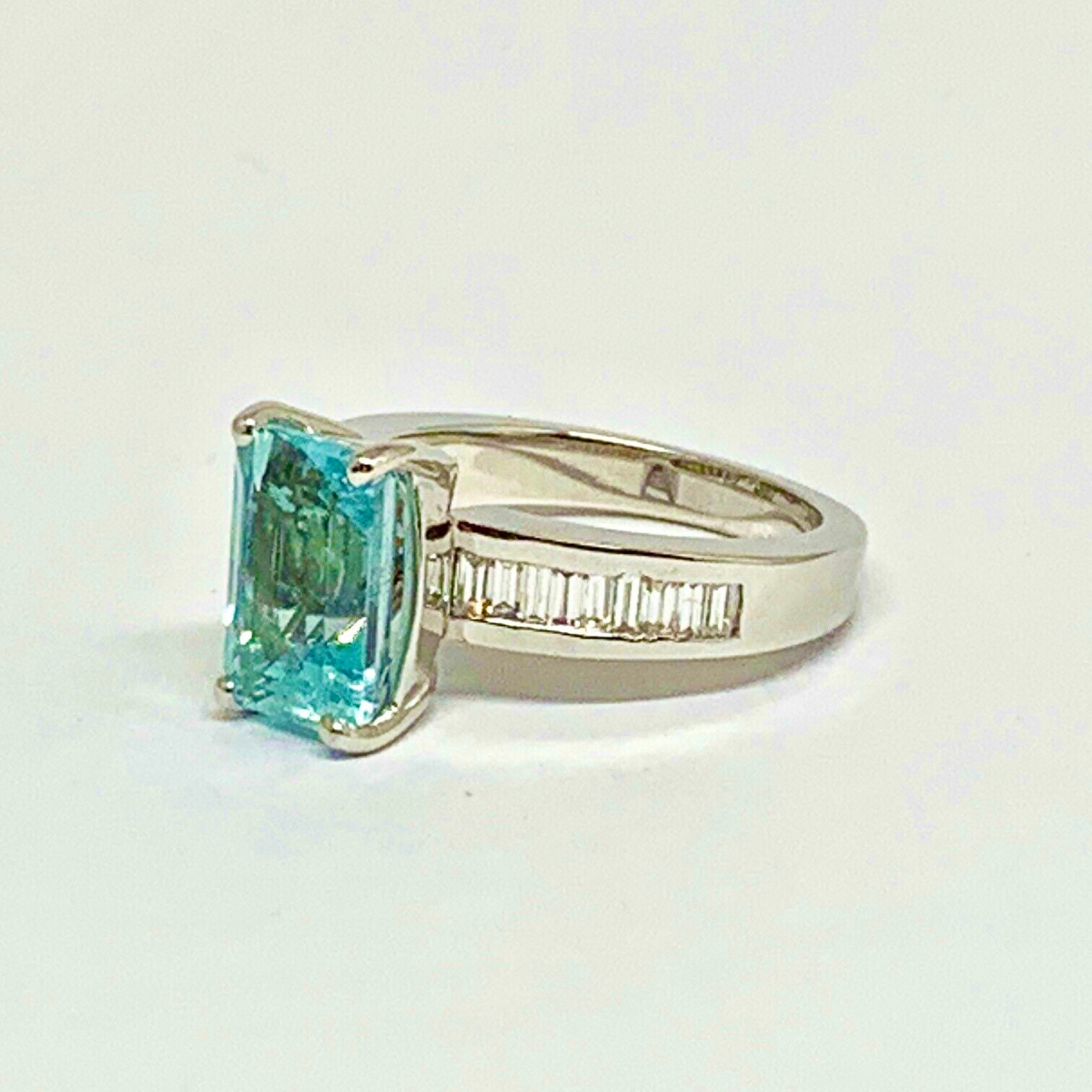 Diamond Aquamarine Ring 3.30TCW 14k Gold Women Certified $4,200 911203 - Certified Fine Jewelry
